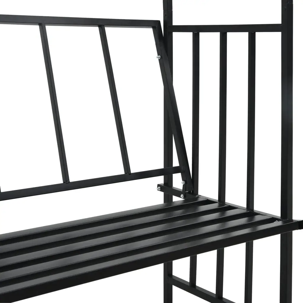 Garden Arch with Bench Black 128x50x207 cm Iron Price