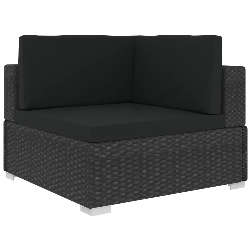 7 Piece Garden Lounge Set Black with Cushions Poly Rattan Price