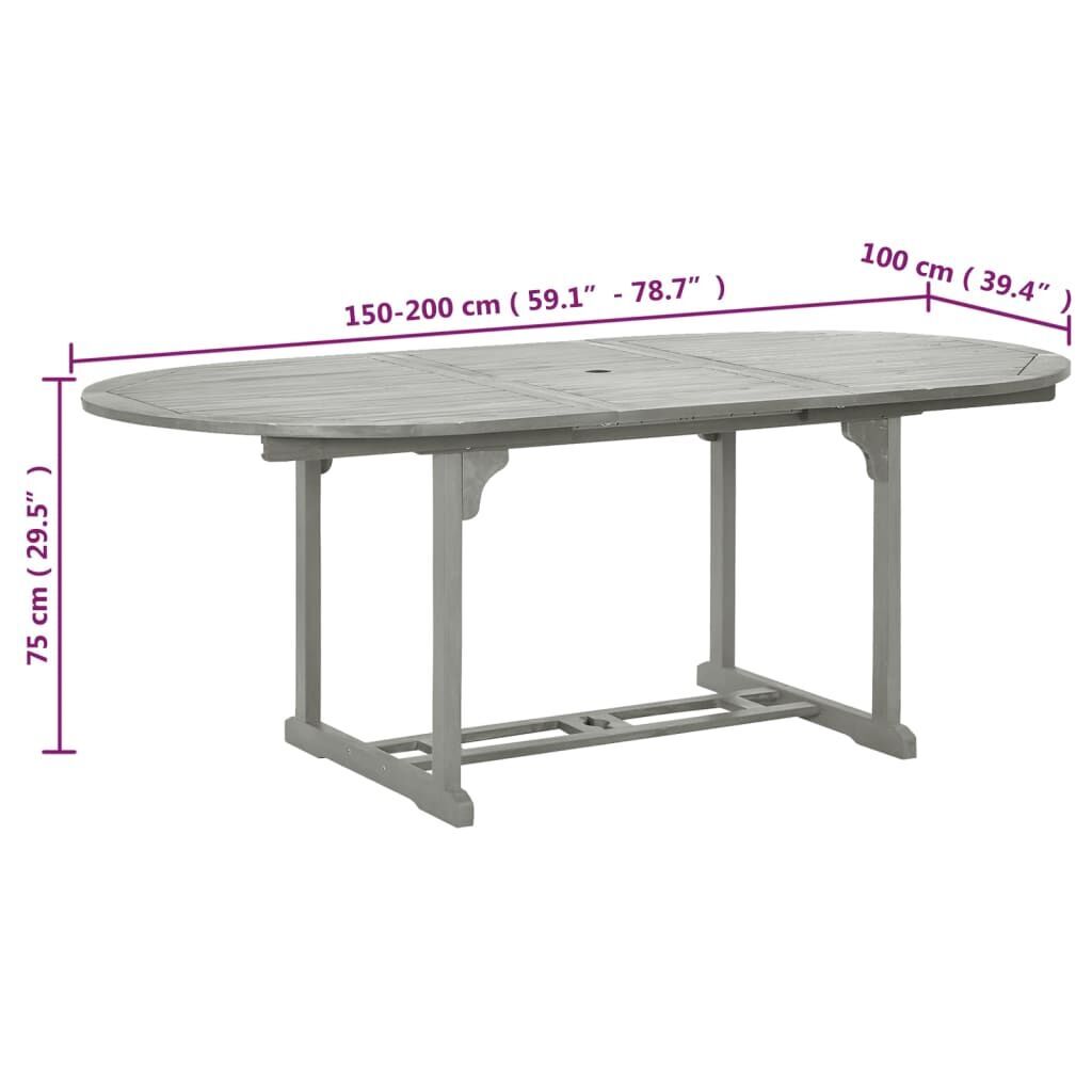 Garden Table Grey 200x100x75 cm Solid Acacia Wood Price