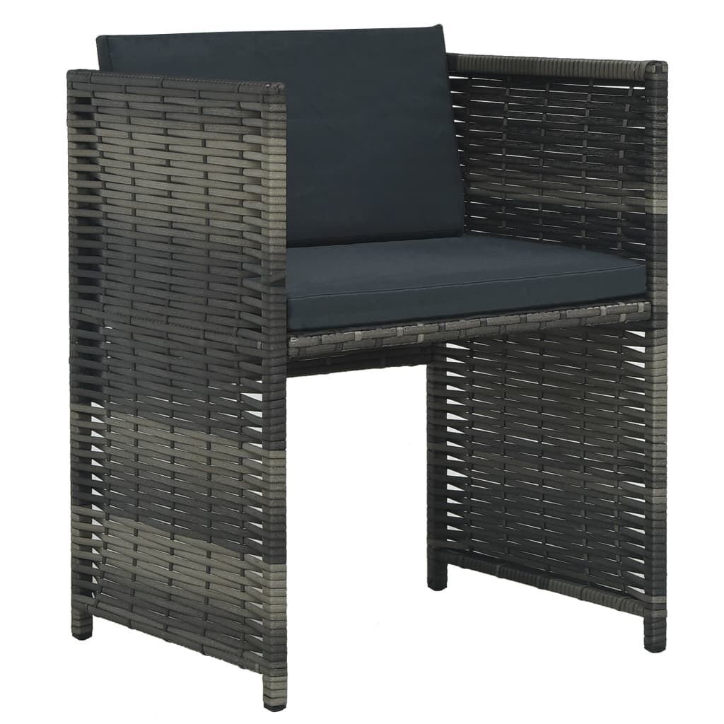 3 Piece Bistro Set with Cushions Poly Rattan Grey Price