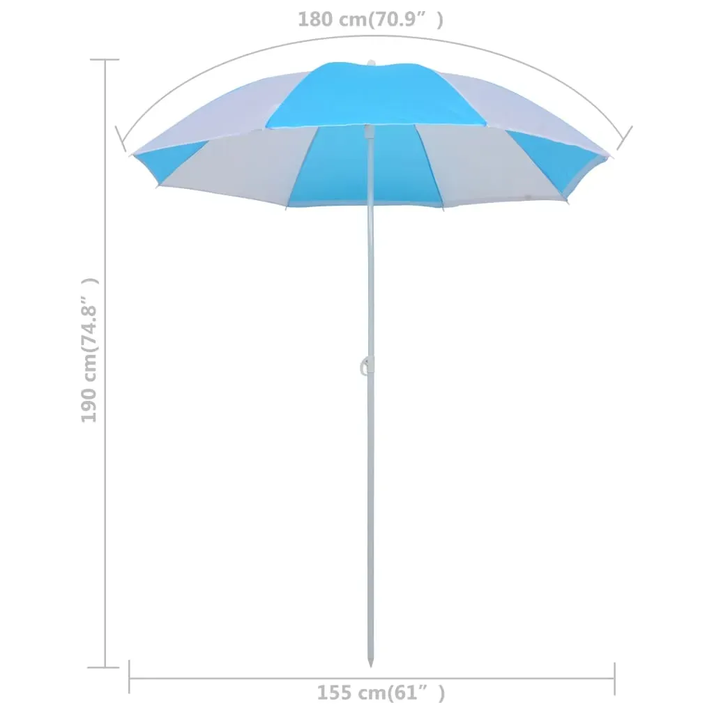 Beach Umbrella Shelter Blue and White 180 cm Fabric Price