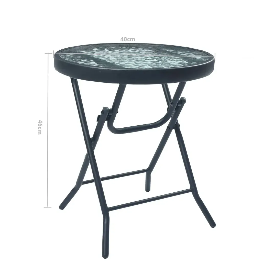Bistro Table Black 40x46 cm Steel and Glass Price