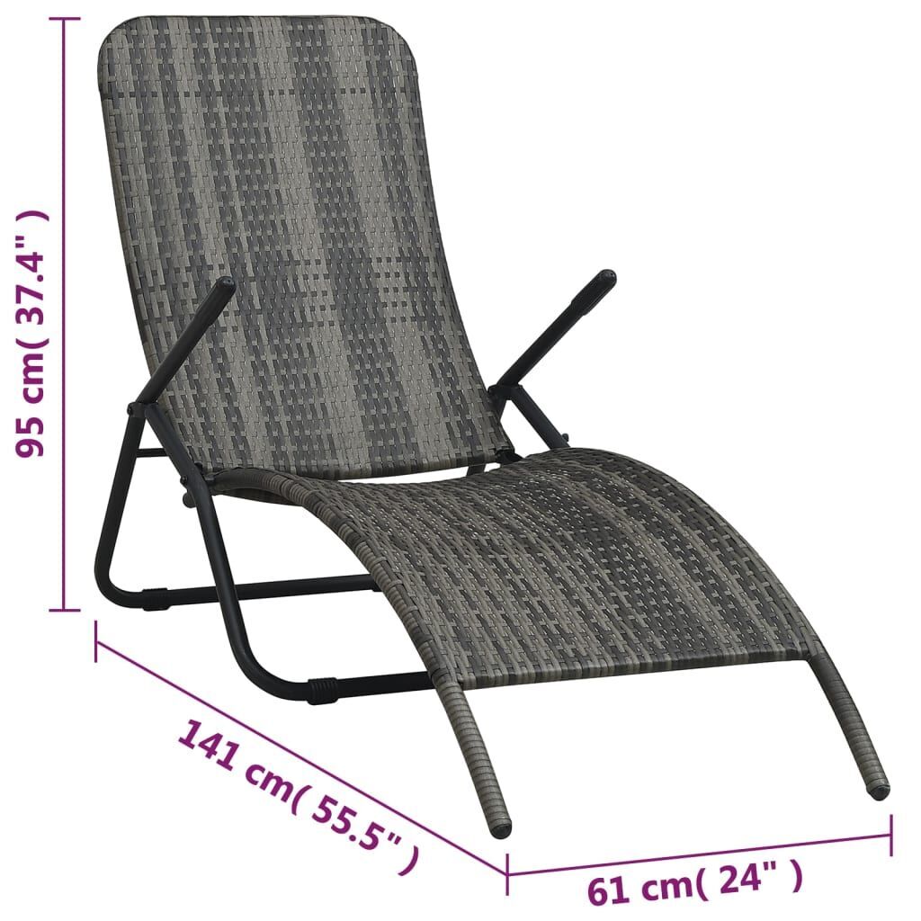 Folding Sun Lounger Poly Rattan Grey Price
