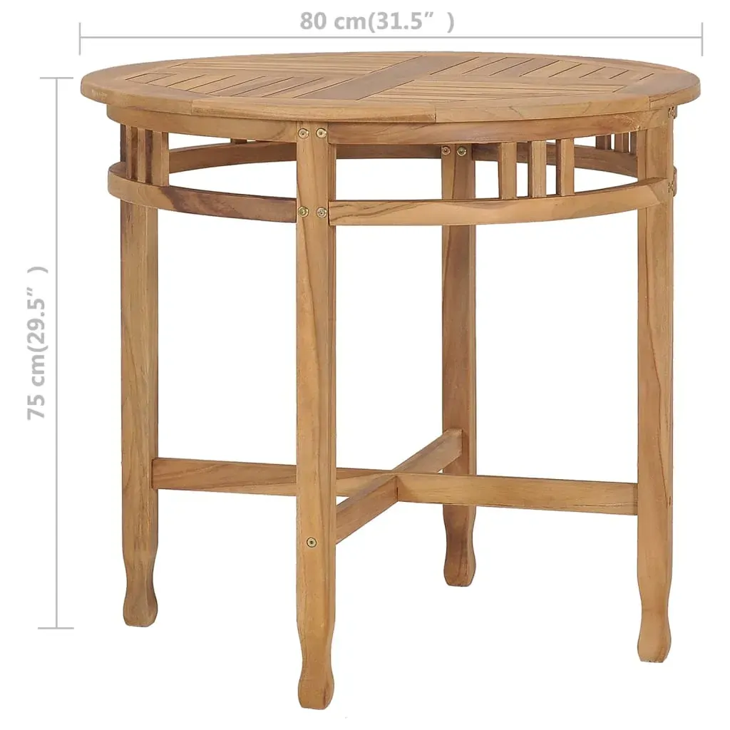 Dining Table Ø 80 cm Solid Teak Wood Price