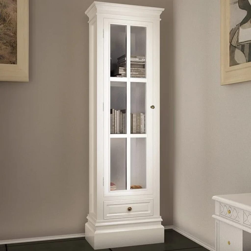 Chic Bookcase Cabinet with 3 Shelves White Wooden Price