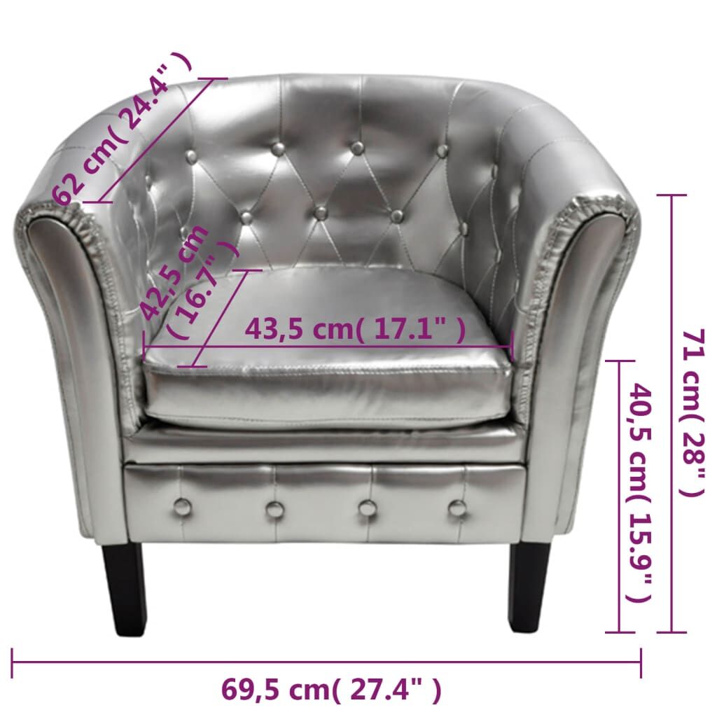 Tub Chair Silver Faux Leather Price