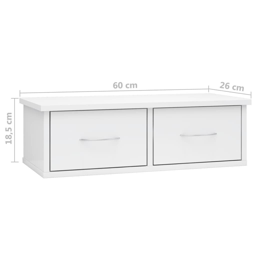 Wall-mounted Drawer Shelf High Gloss White 60x26x18.5 cm Engineered Wood Price