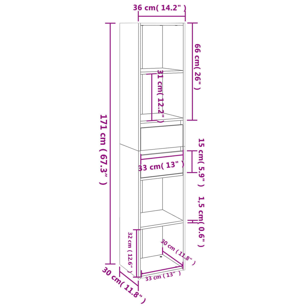 Book Cabinet White 36x30x171 cm Engineered Wood Price