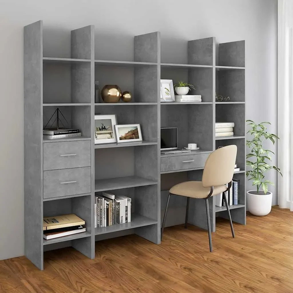 Book Cabinet Concrete Grey 60x35x180 cm Engineered Wood Price