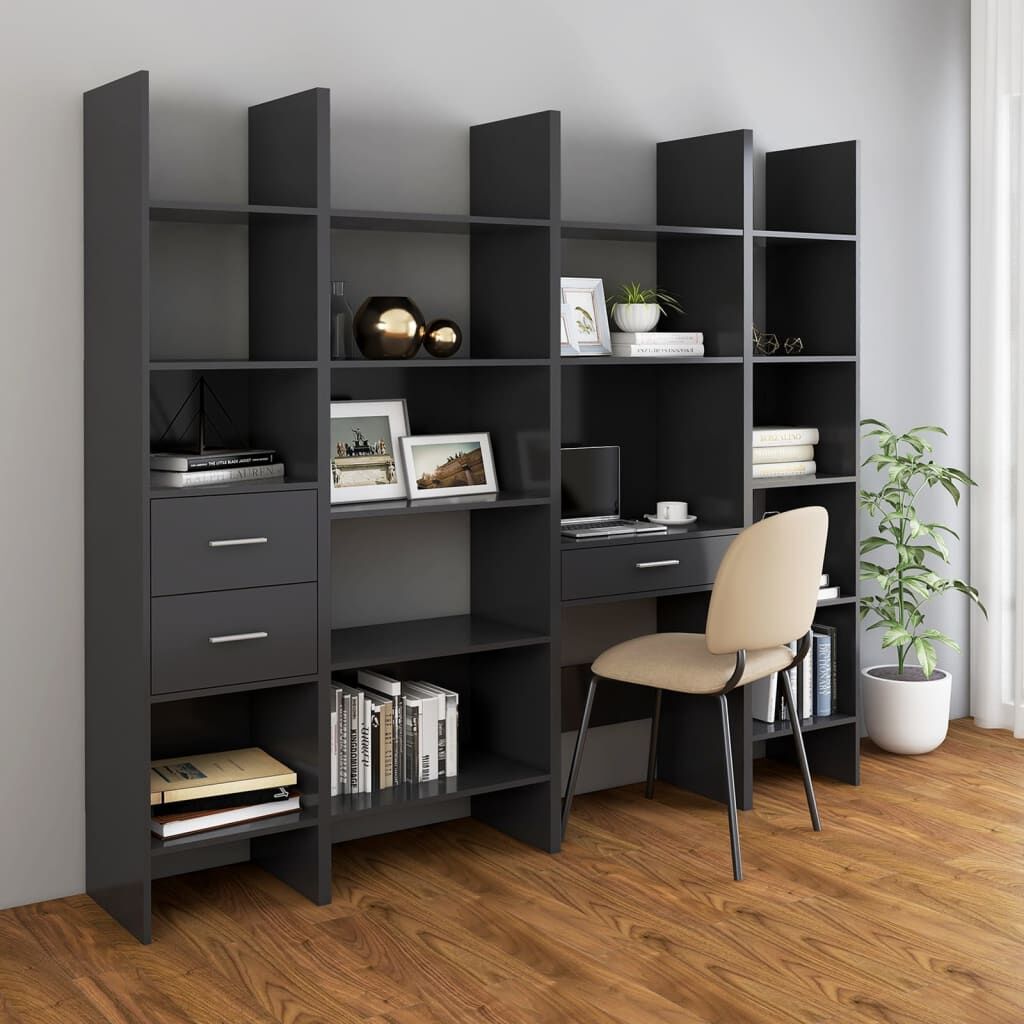 Book Cabinet Grey 60x35x180 cm Engineered Wood Price