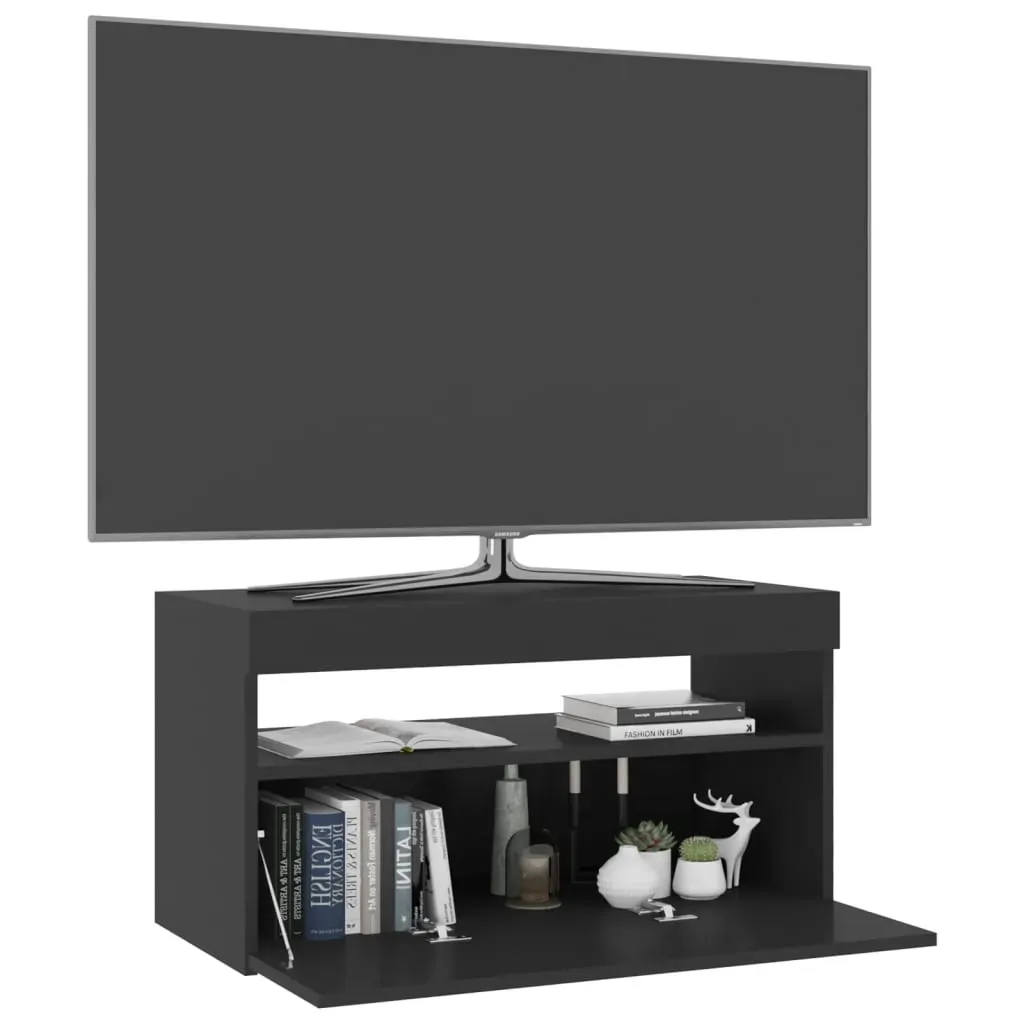TV Cabinet with LED Lights Black 75x35x40 cm Price