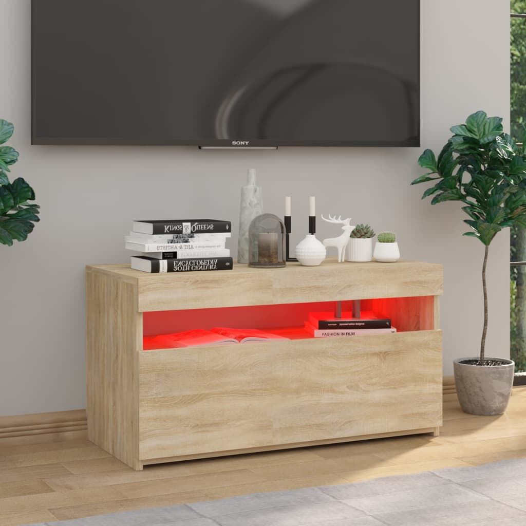 TV Cabinet with LED Lights Sonoma Oak 75x35x40 cm Price