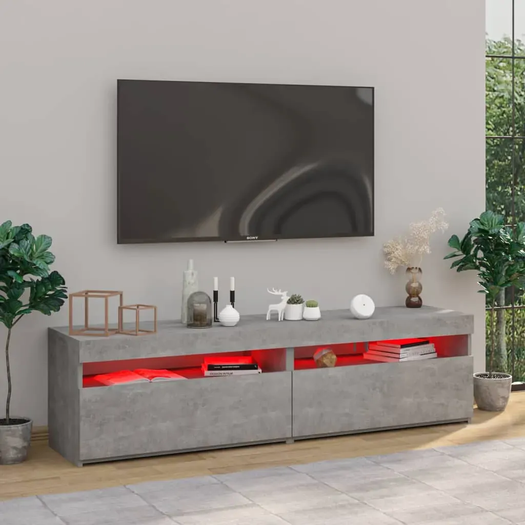 TV Cabinets 2 pcs with LED Lights Concrete Grey 75x35x40 cm Price