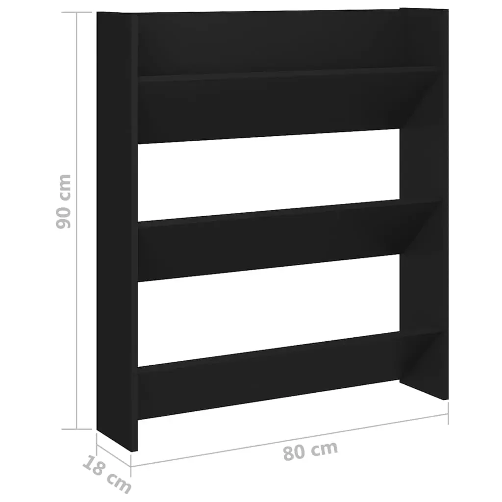 Wall Shoe Cabinet Black 80x18x90 cm Engineered Wood Price