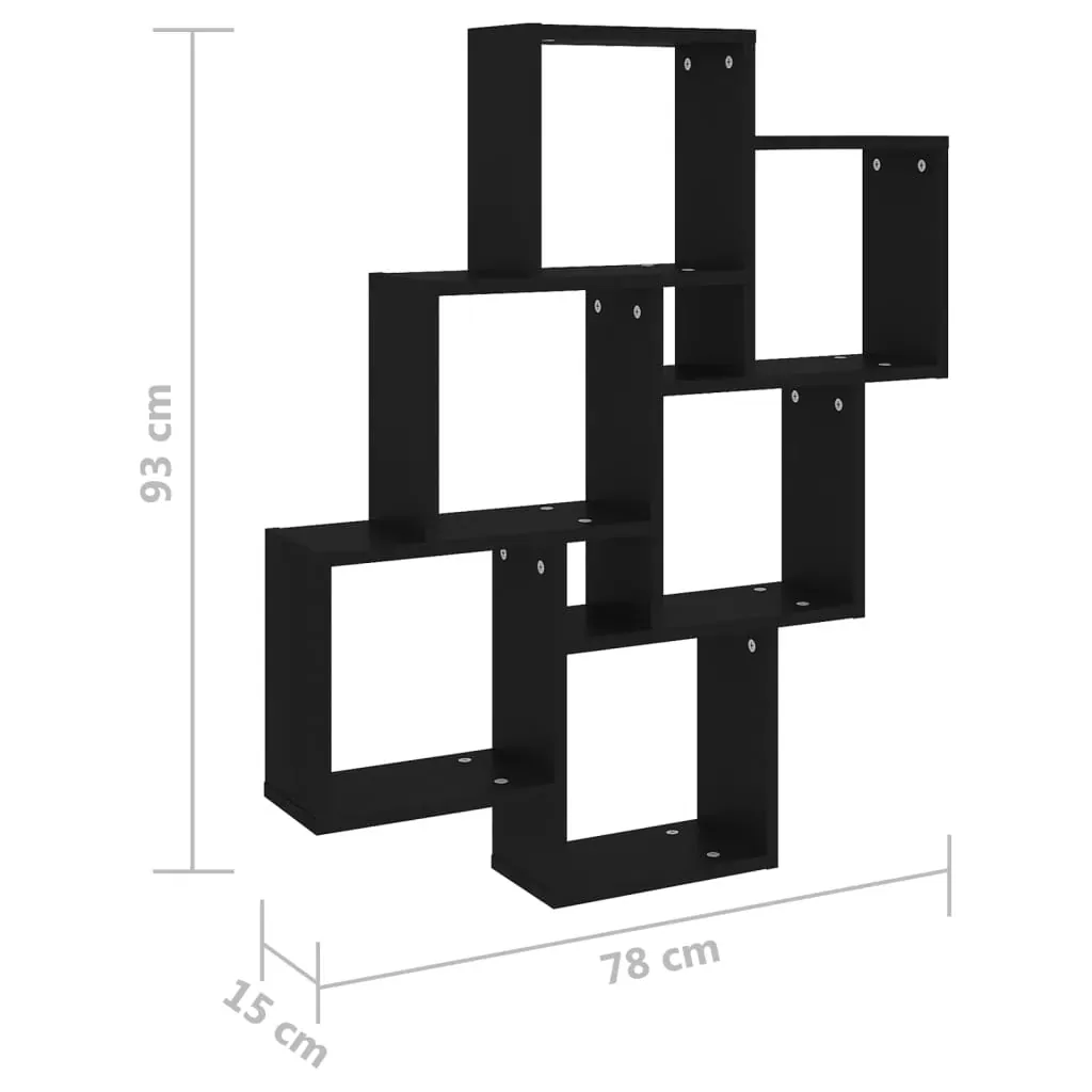 Wall Cube Shelf Black 78x15x93 cm Engineered Wood Price
