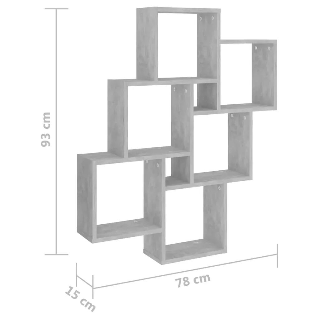 Wall Cube Shelf Concrete Grey 78x15x93 cm Engineered Wood Price
