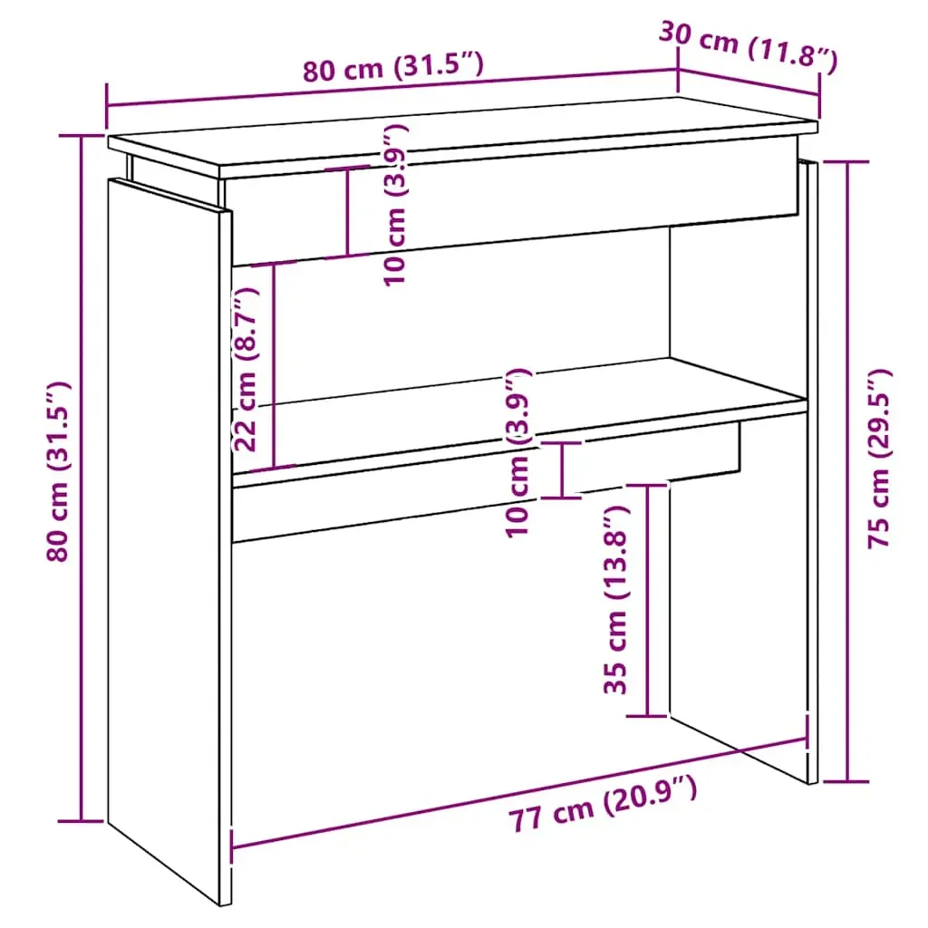 Console Table White 80x30x80 cm Engineered Wood Price
