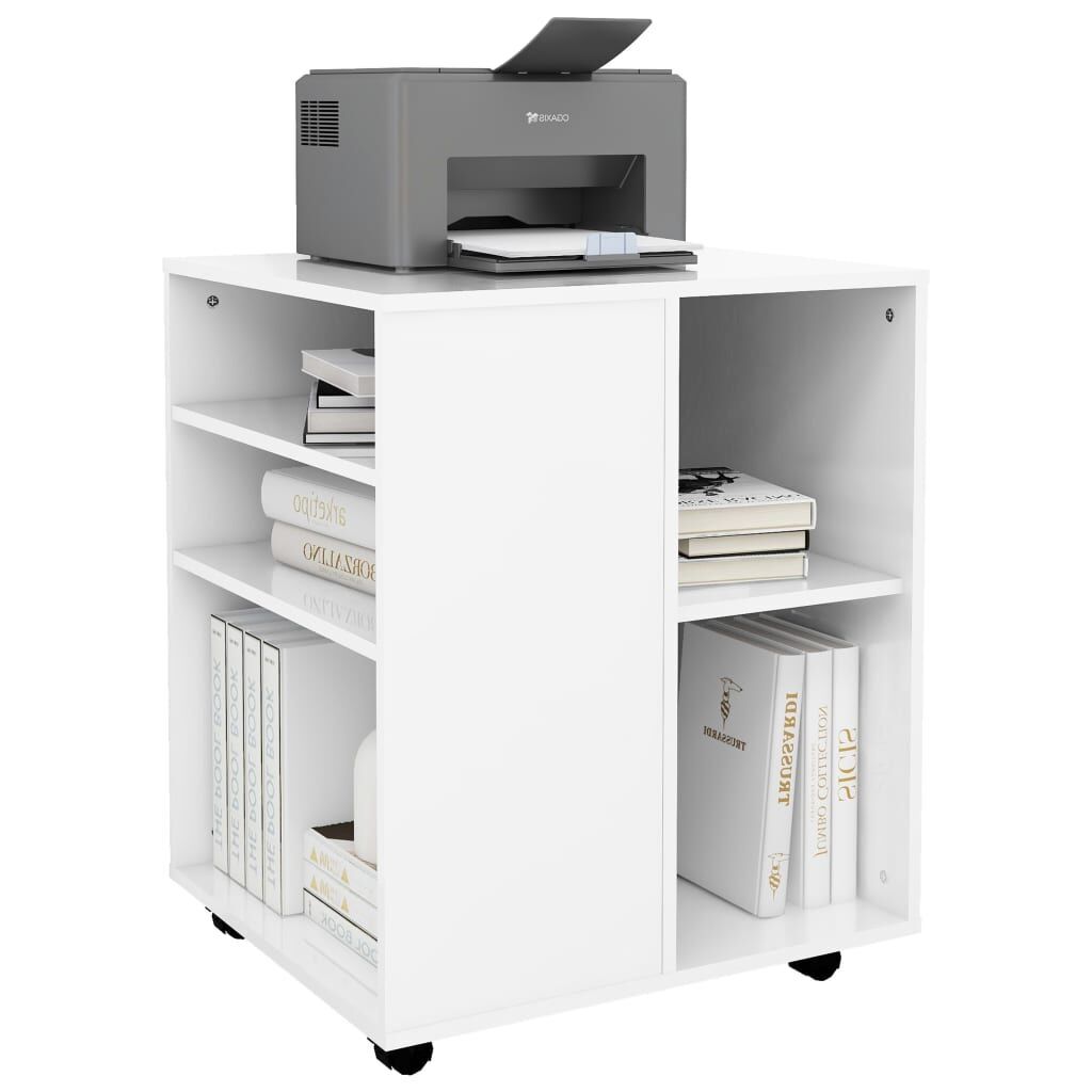 Rolling Cabinet High Gloss White 60x53x72 cm Engineered Wood Price