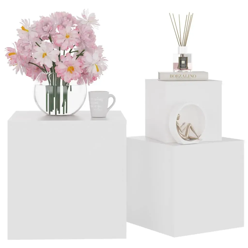 Side Tables 3 pcs White Engineered Wood Price