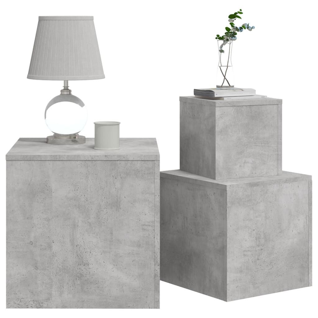 Side Tables 3 pcs Concrete Grey Engineered Wood Price
