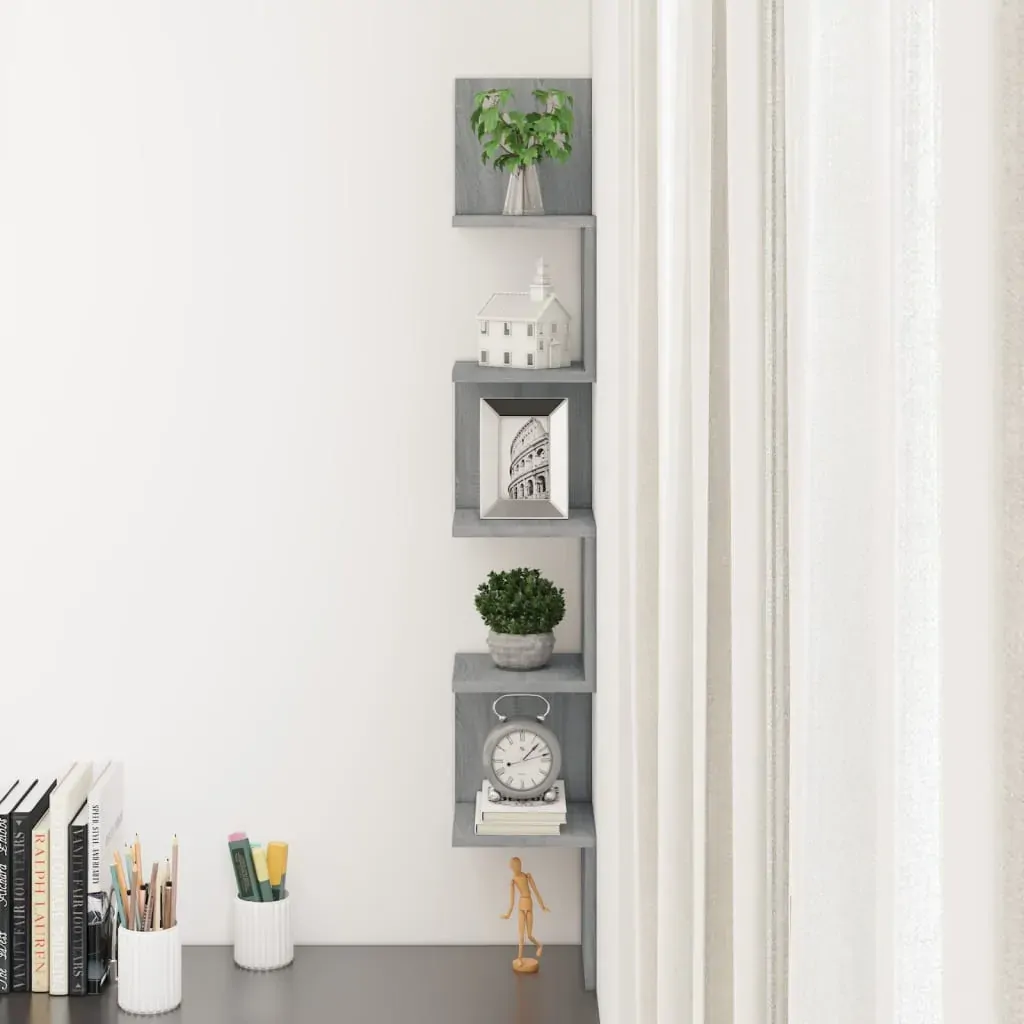Wall Corner Shelf Grey Sonoma 20x20x127.5 cm Engineered Wood Price
