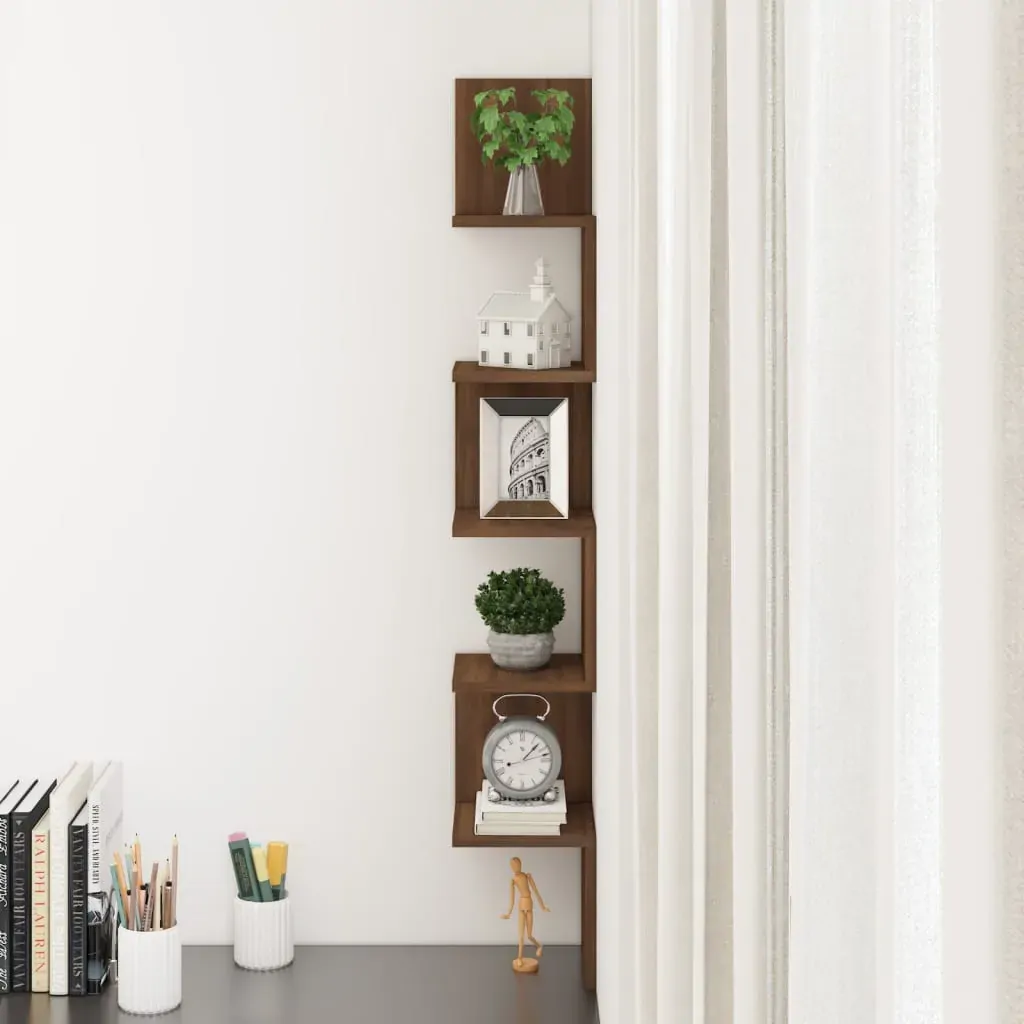 Wall Corner Shelf Brown Oak 20x20x127.5 cm Engineered Wood Price