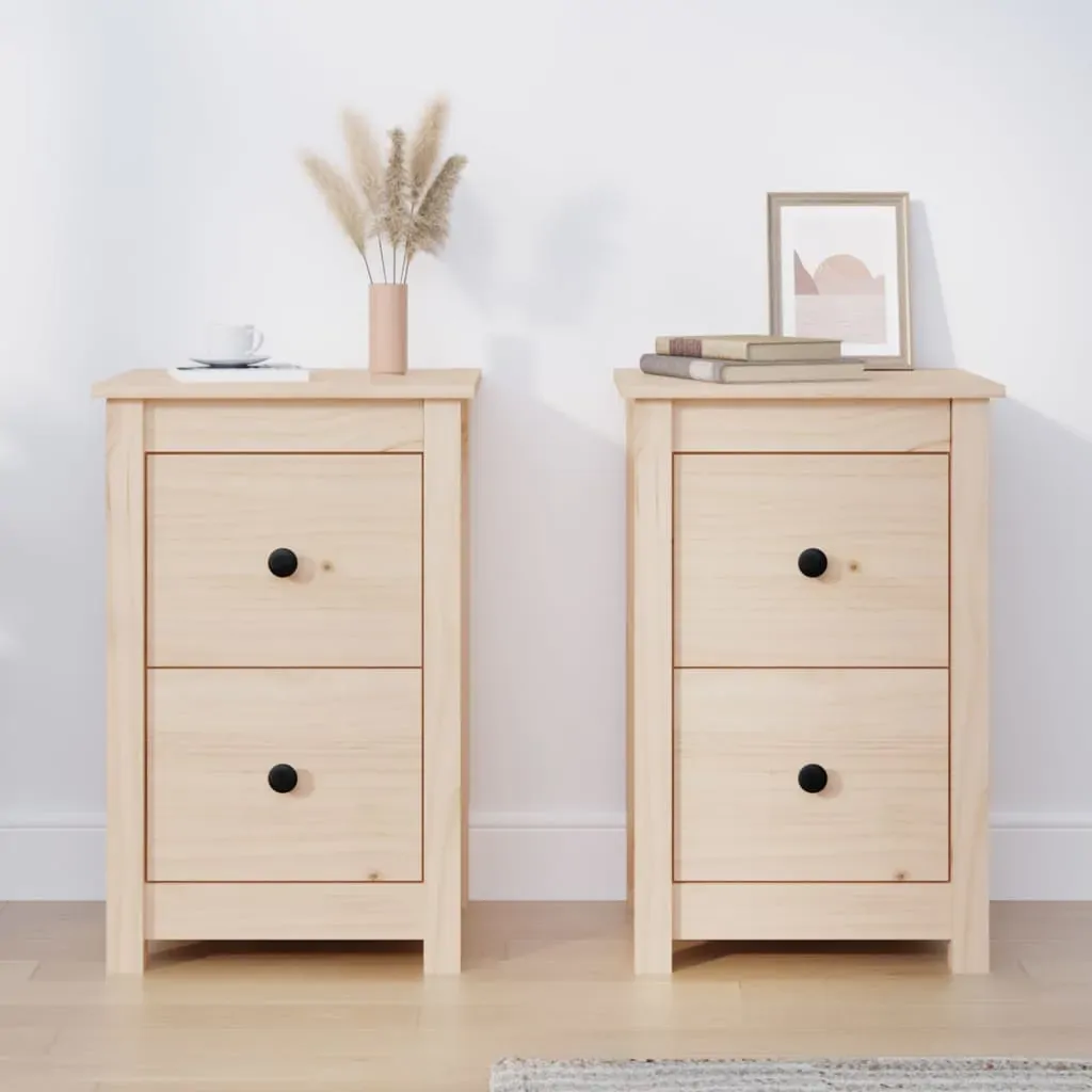 Bedside Cabinets 2 pcs 40x35x61.5 cm Solid Wood Pine Price