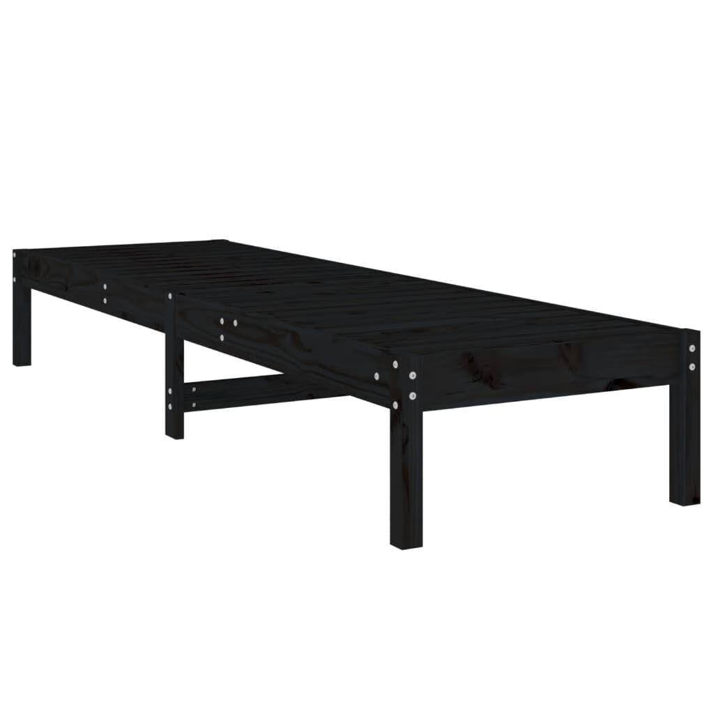 Sun Lounger Black 199.5x60x74 cm Solid Wood Pine Price
