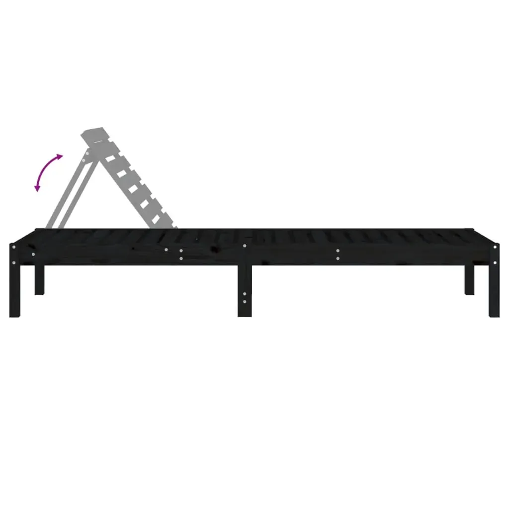 Sun Lounger Black 199.5x60x74 cm Solid Wood Pine Price