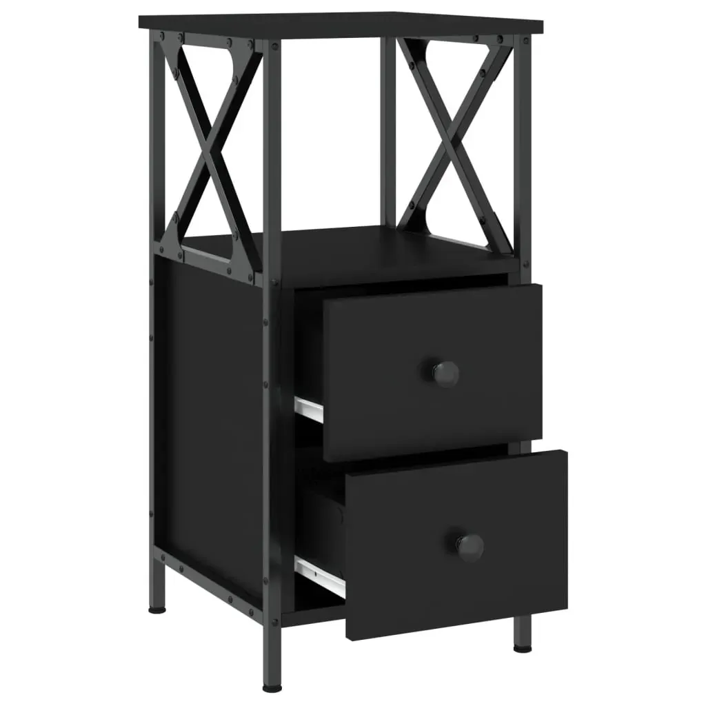 Bedside Cabinets 2 pcs Black 34x35.5x70 cm Engineered Wood Price