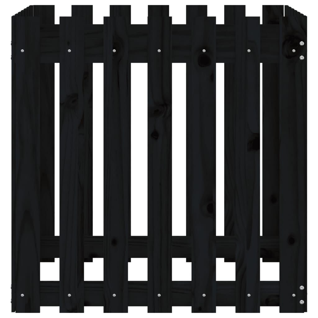 Garden Planter with Fence Design Black 70x70x70 cm Solid Wood Pine Price