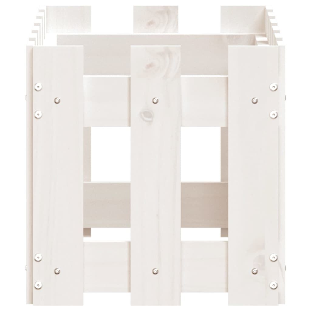 Garden Planter with Fence Design White 60x30x30 cm Solid Wood Pine Price