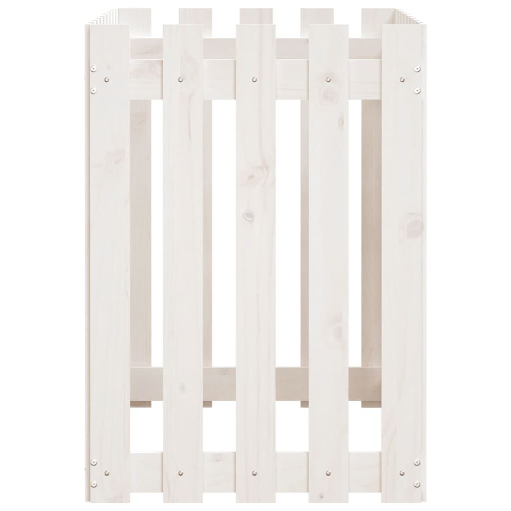 Garden Raised Bed with Fence Design White 100x50x70 cm Solid Wood Pine Price