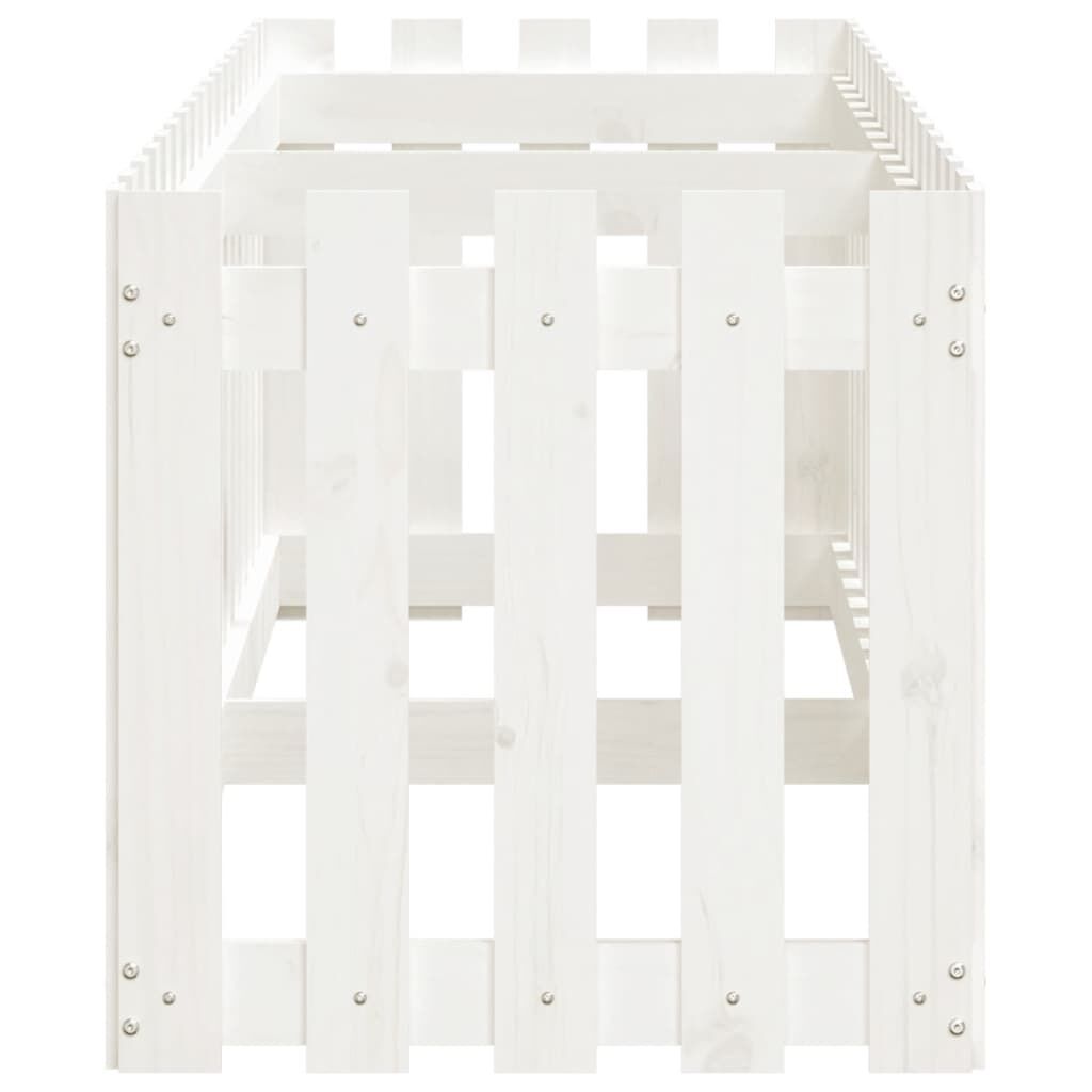 Garden Raised Bed with Fence Design White 200x50x50 cm Solid Wood Pine Price