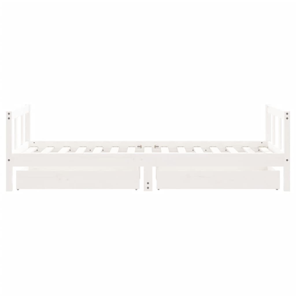 Kids Bed Frame with Drawers White 90x190 cm Solid Wood Pine Price