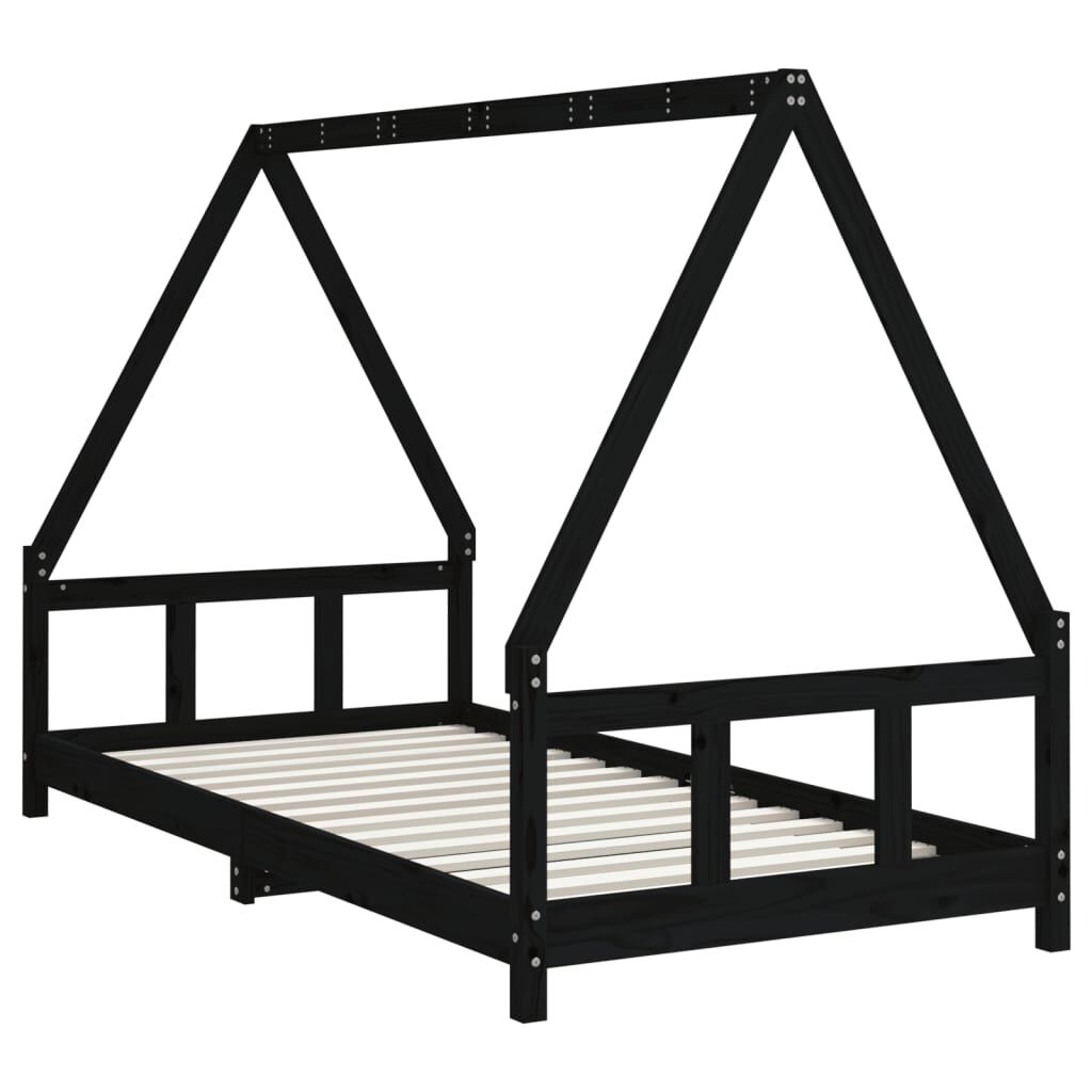 Kids Bed Frame Black 90x190 cm Solid Wood Pine Price