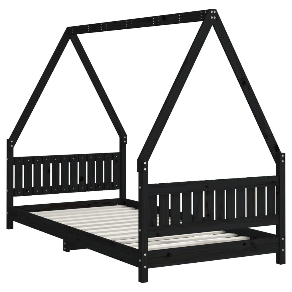 Kids Bed Frame Black 90x190 cm Solid Wood Pine Price