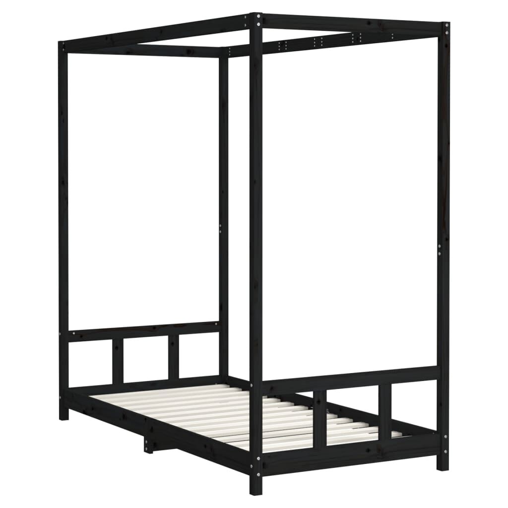 Kids Bed Frame Black 90x190 cm Solid Wood Pine Price