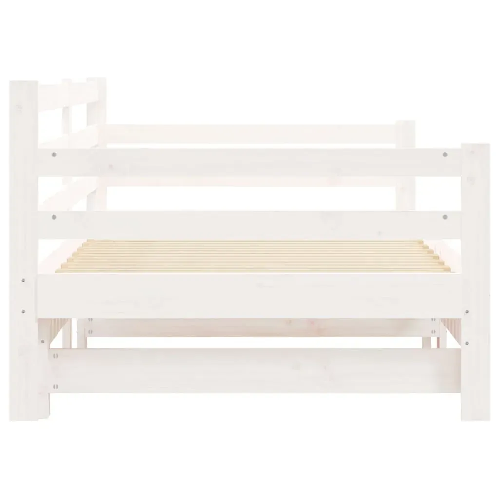 Daybed with Trundle without Mattress White 90x190 cm Solid Wood Price
