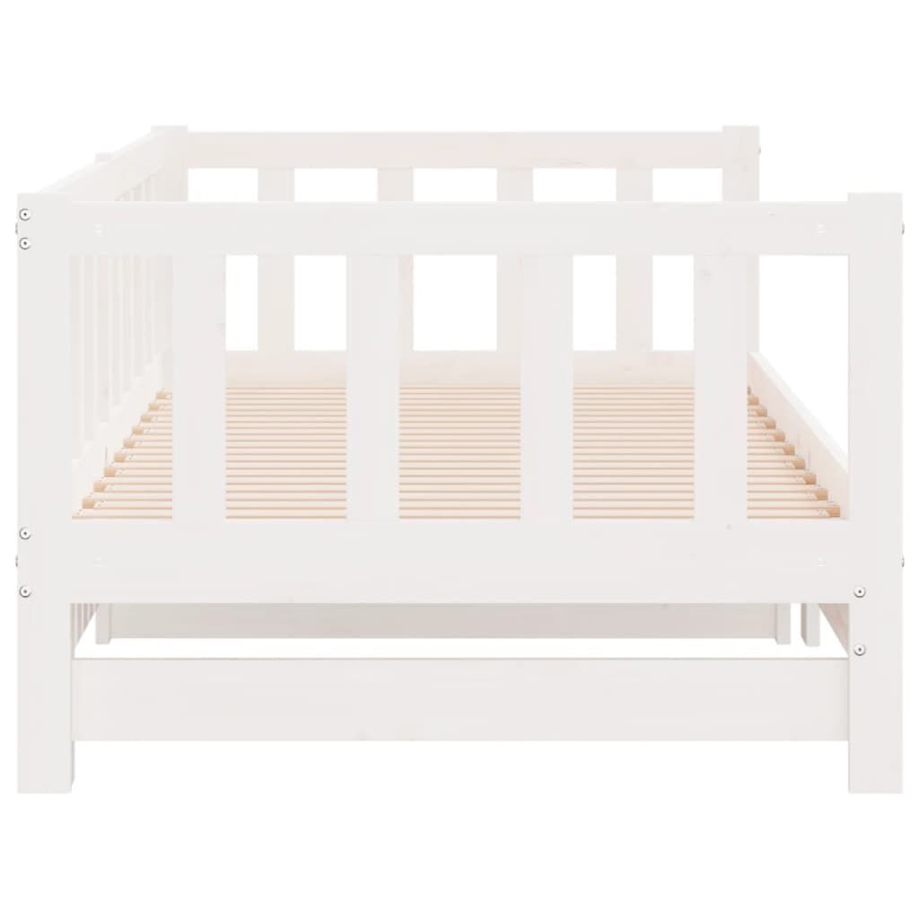 Day Bed with Trundle without Mattress White 90x190 cm Solid Wood Price