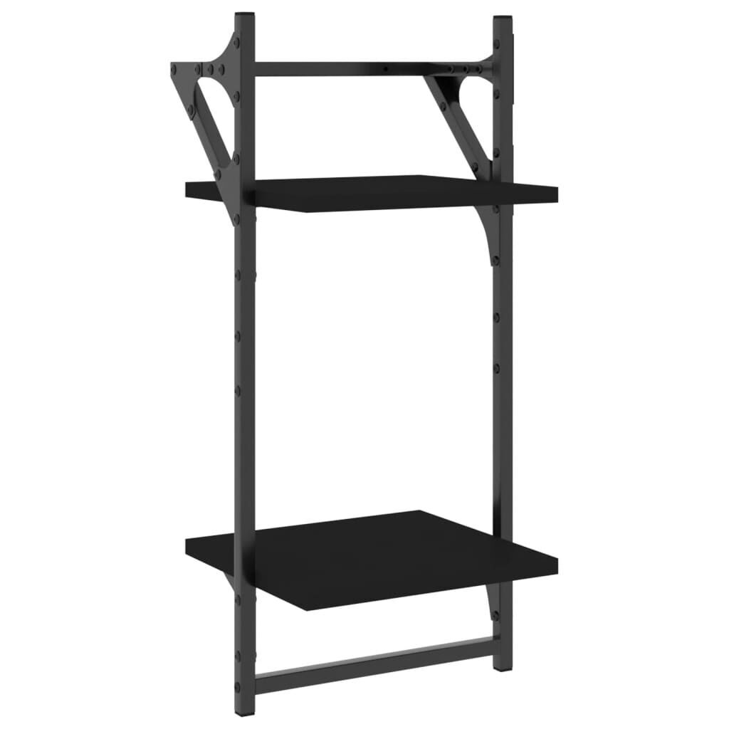 4 Piece Wall Shelf Set with Bars Black Engineered Wood Price