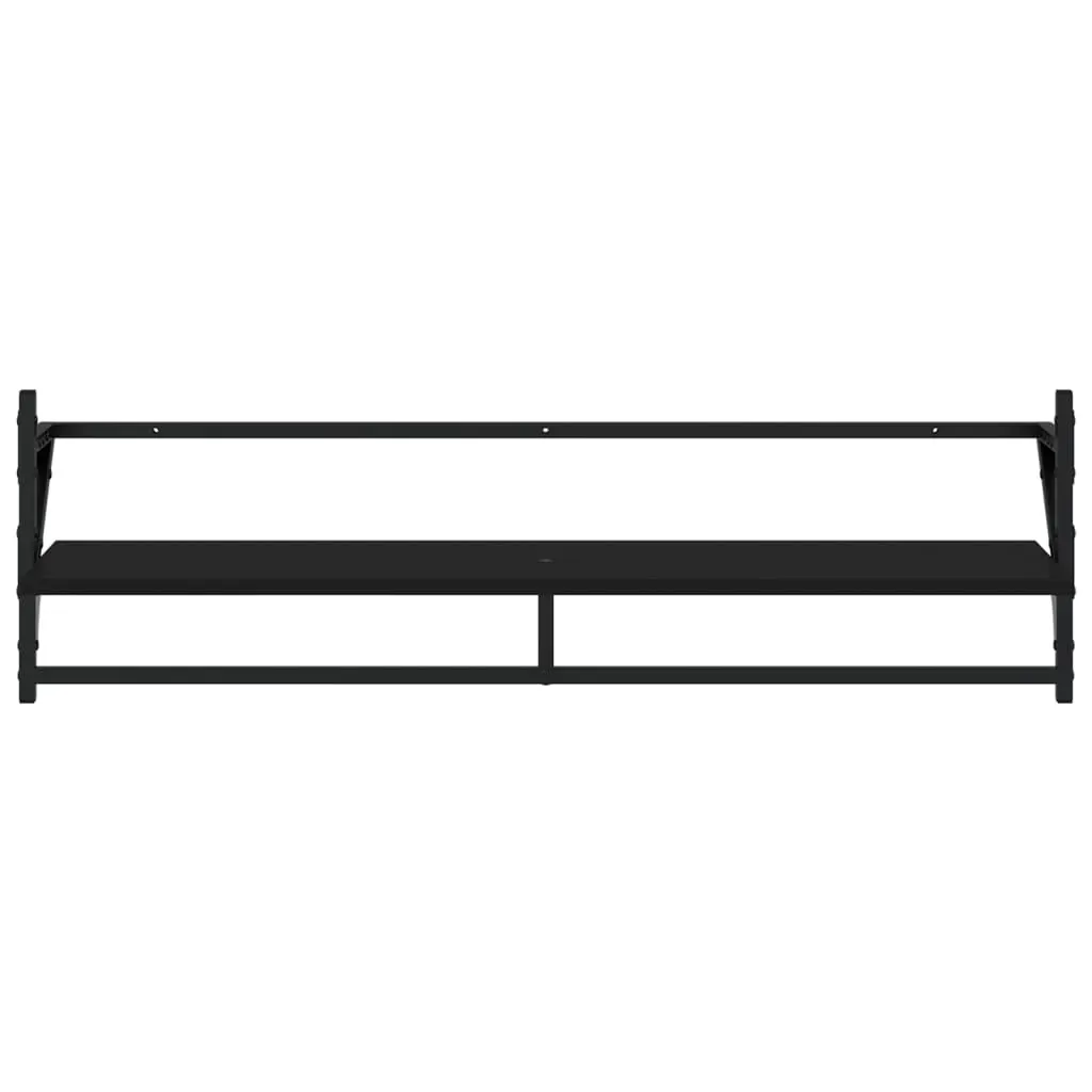6 Piece Wall Shelf Set with Bars Black Engineered Wood Price