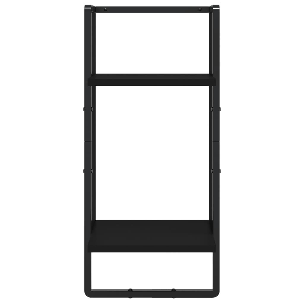4 Piece Wall Shelf Set with Bars Black Engineered Wood Price