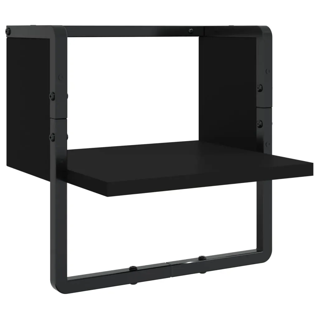 4 Piece Wall Shelf Set with Bars Black Engineered Wood Price