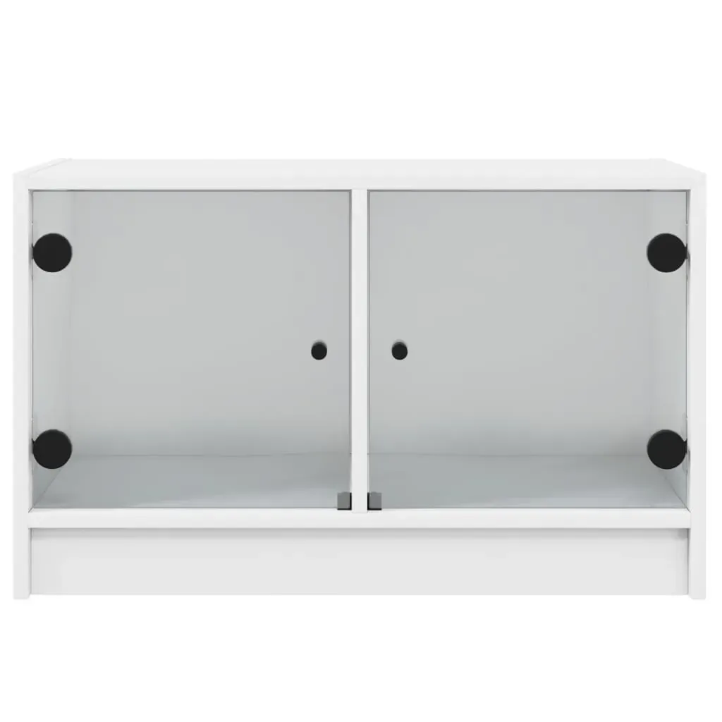 TV Cabinet with Glass Doors White 68x37x42 cm Price
