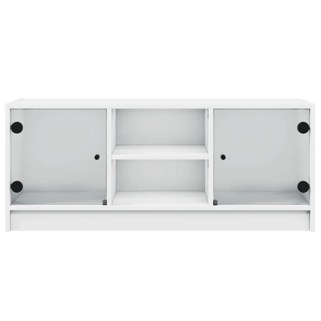 TV Cabinet with Glass Doors White 102x37x42 cm Price