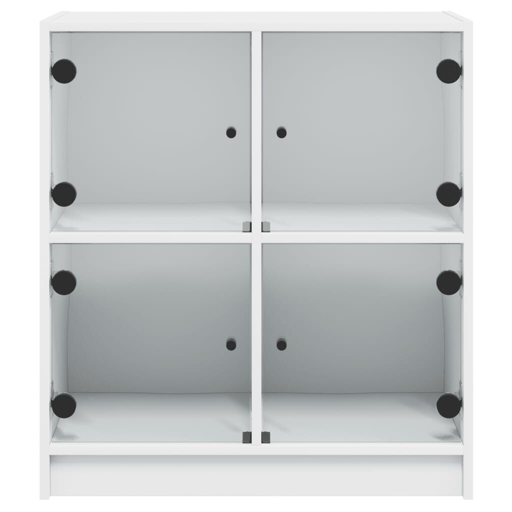 Side Cabinet with Glass Doors White 68x37x75.5 cm Price