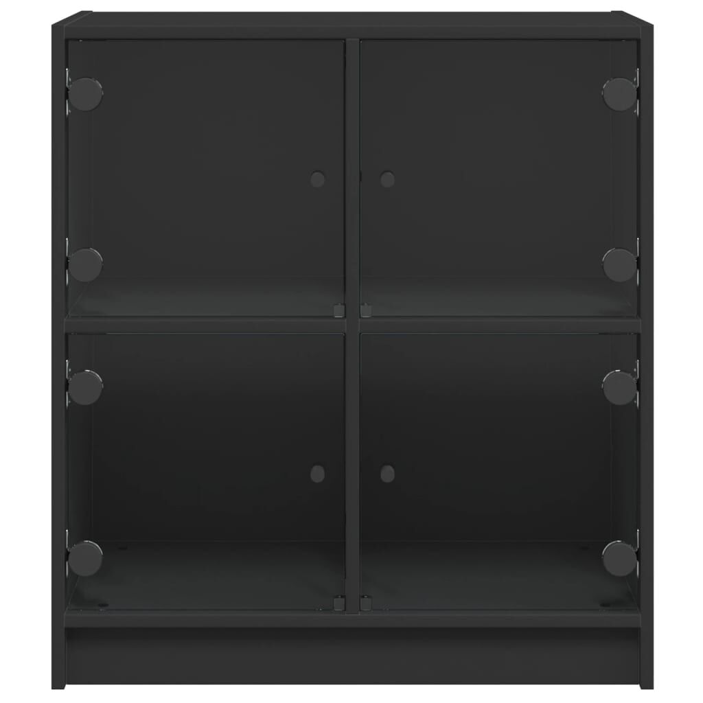Side Cabinet with Glass Doors Black 68x37x75.5 cm Price