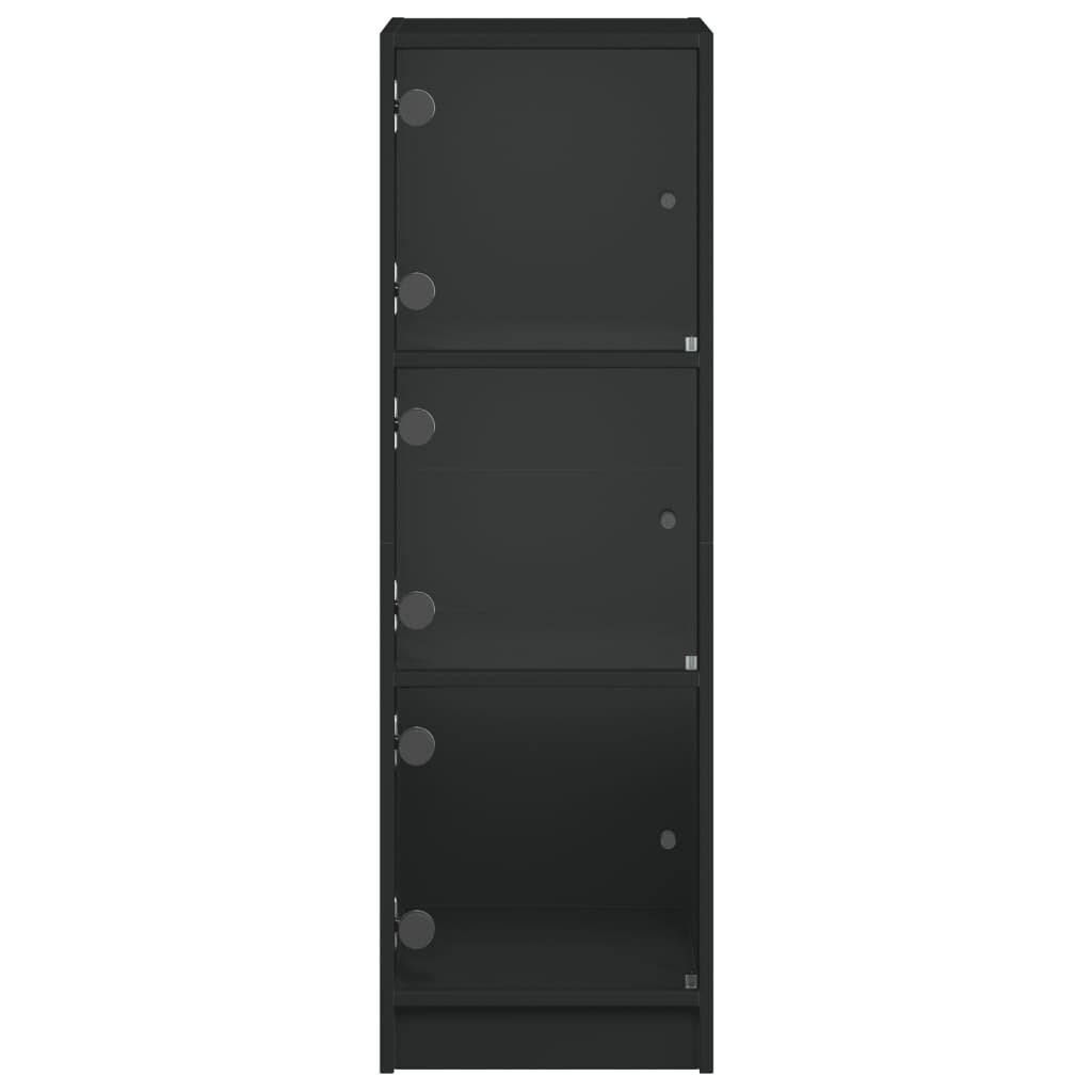 Highboard with Glass Doors Black 35x37x109 cm Price