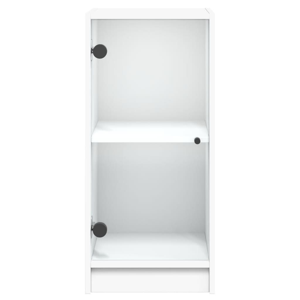 Side Cabinet with Glass Doors White 35x37x75.5 cm Price